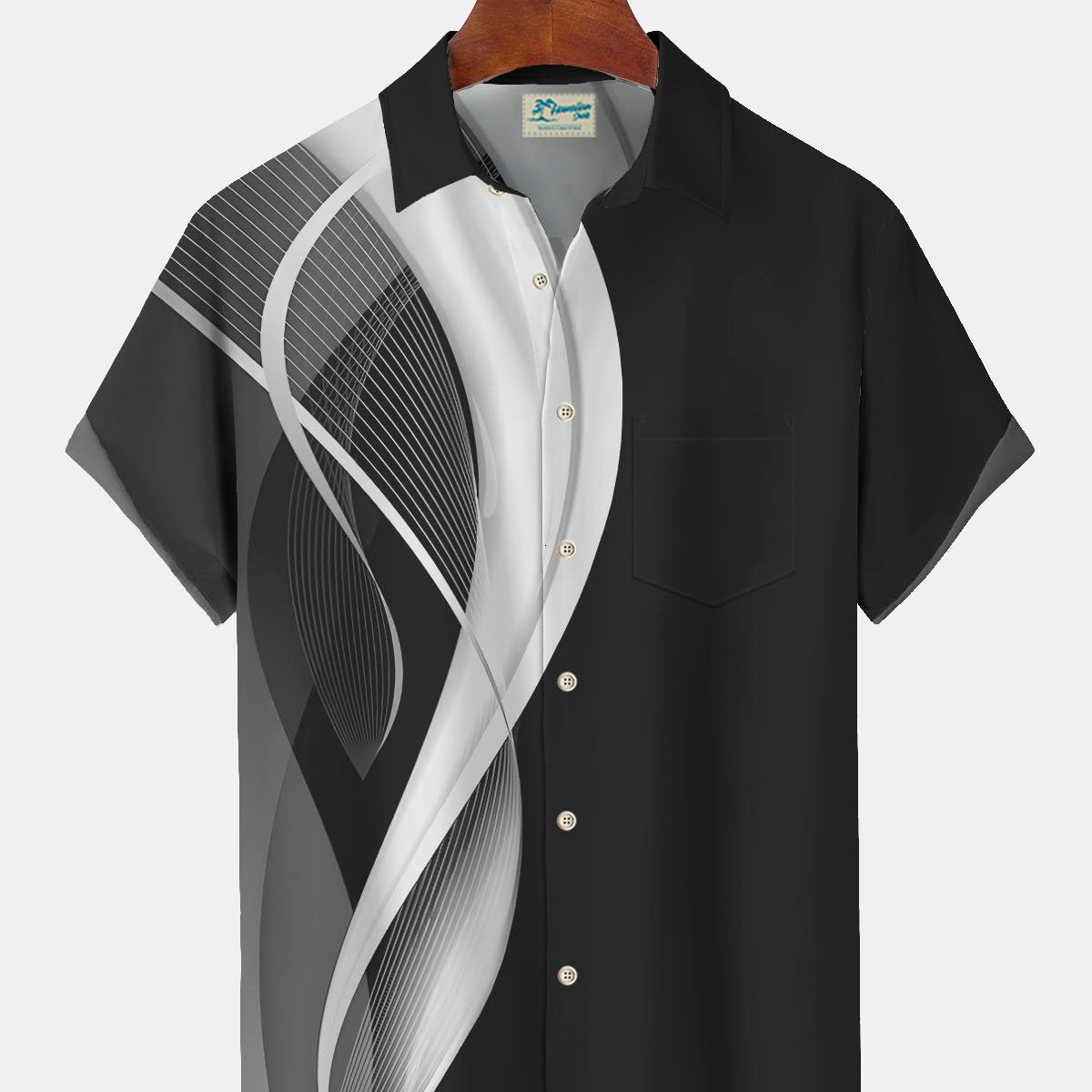 Alohadaddy Vintage Gradient Artistic Print Men's Button Pocket Shirt