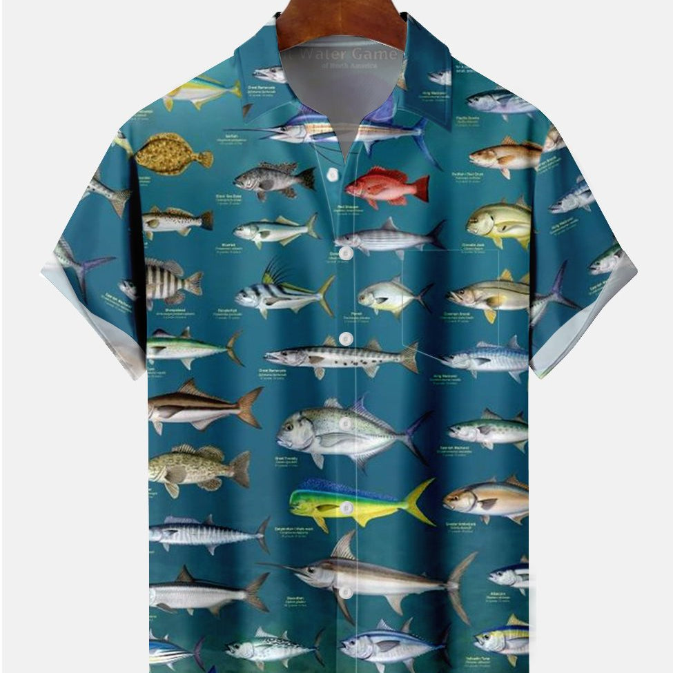 Alohadaddy Fish Printed Casual Plus Size Shirts