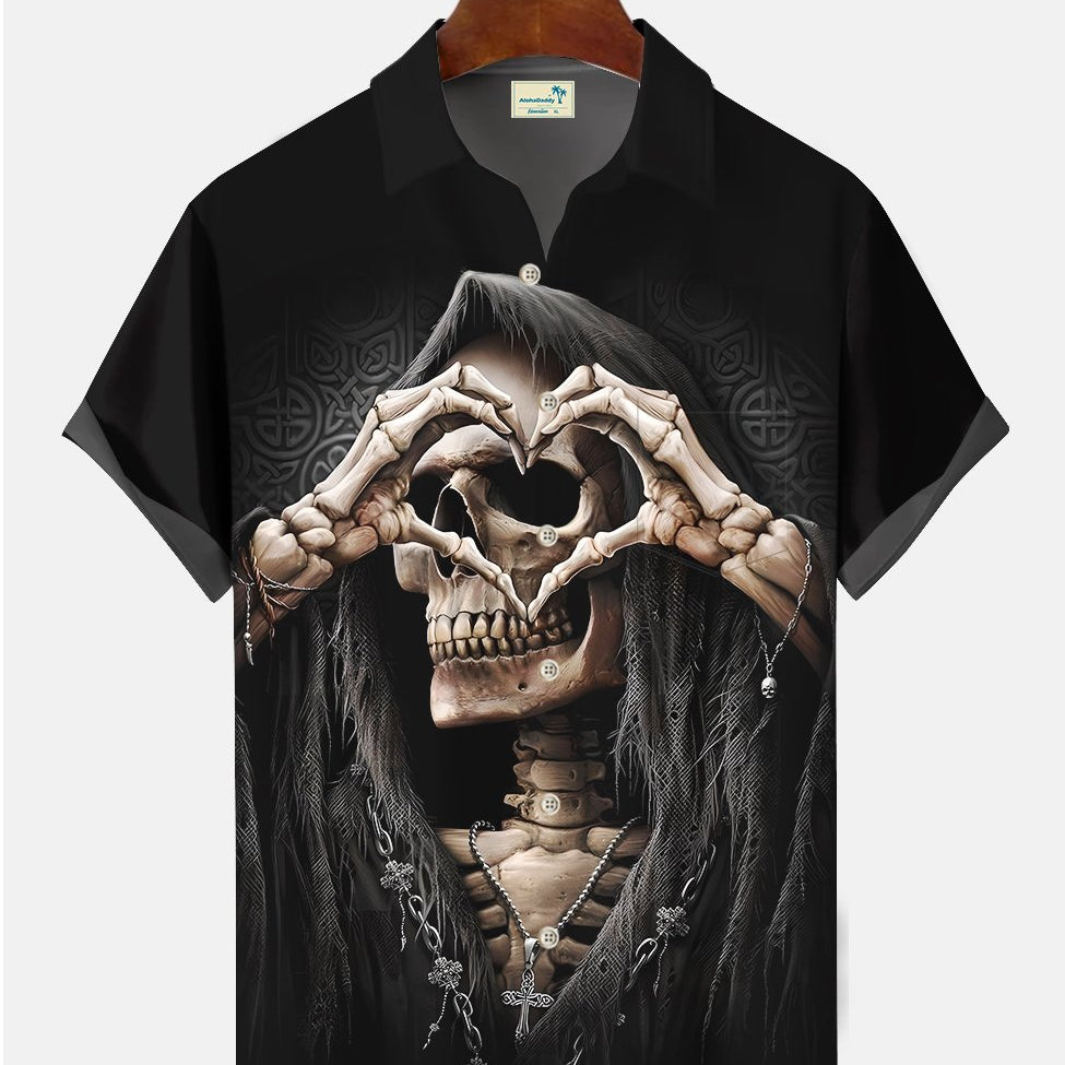 Alohadaddy Skull Printed Casual Plus Size Shirts