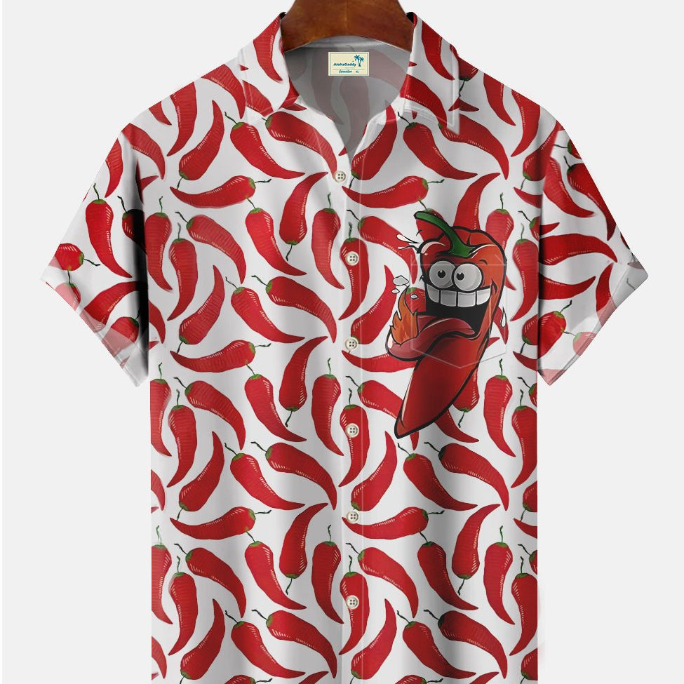 Alohadaddy Holiday Mexican Cinco de Mayo Red Pepper Casual Plus Size Shirts