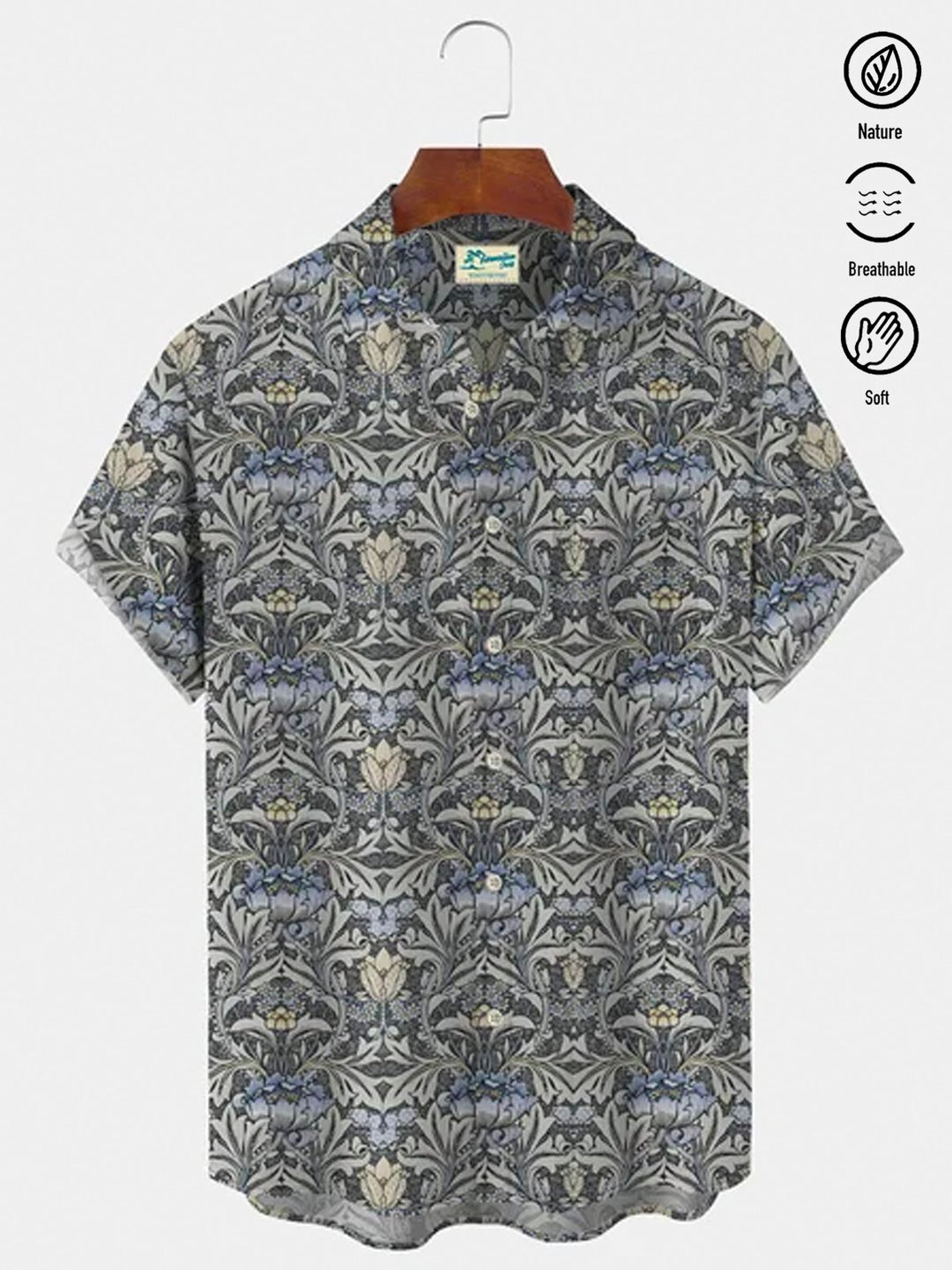 Alohadaddy Vintage Floral Light Gray Men&