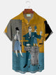 Alohadaddy® Retro Music Cocktail Party Print Men's Lapel Short Sleeve Shirt Big & Tall