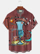 Alohadaddy® Retro Mid-Century Cocktail Geometric Print Men's Lapel Short Sleeve Shirt Big & Tall