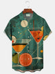 Alohadaddy® Men's Vintage Cocktail Print Lapel Pocket Short Sleeve Shirt Big & Tall
