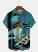 Alohadaddy® Retro Medieval Singer Print Men's Lapel Pocket Short Sleeve Shirt Big & Tall