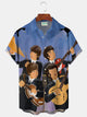 Alohadaddy® Men's Vintage Super Band Print Lapel Short Sleeve Shirt Big & Tall