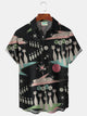 Alohadaddy® Retro Mid-Century Geometric Bowling Print Men's Lapel Pocket Short Sleeve Shirt Big & Tall