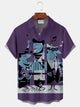 Alohadaddy® Retro Medieval Band Party Geometric Print Men's Lapel Short Sleeve Shirt Big & Tall