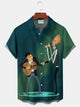Alohadaddy® Retro Medieval Music Concert Geometric Print Men's Lapel Pocket Short Sleeve Shirt Big & Tall