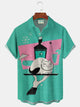 Alohadaddy® Retro Mid-Century Cocktail Geometric Print Men's Lapel Short Sleeve Shirt Big & Tall