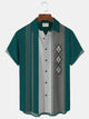Alohadaddy 50's Retro Mid-Century Geometric Men's Bowling Shirts Stretch Plus Size Aloha Camp Pocket Shirts