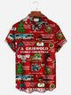 Alohadaddy Christmas Red Men's Hawaiian Shirt Stretch Aloha Pocket Cartoon Camp Shirts