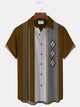 Alohadaddy 50's Retro Mid-Century Geometric Men's Bowling Shirts Stretch Plus Size Aloha Camp Pocket Shirts