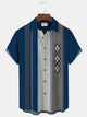Alohadaddy 50's Retro Mid-Century Geometric Men's Bowling Shirts Stretch Plus Size Aloha Camp Pocket Shirts