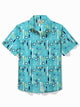 Alohadaddy Vintage Medieval Geometric Blue Men's Art Shirt Pocket Button Camp Shirt Big Tall