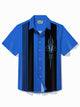 Camisa de bolos para hombre Alohadaddy de los años 50 con diseño de rayas retro y diseño de coche, con bolsillo elástico y arte de dibujos animados, para campamento, talla grande