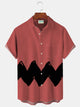 Chemise hawaïenne rétro des années 60 pour homme, motif dessin animé, rayures artistiques, chemises extensibles surdimensionnées