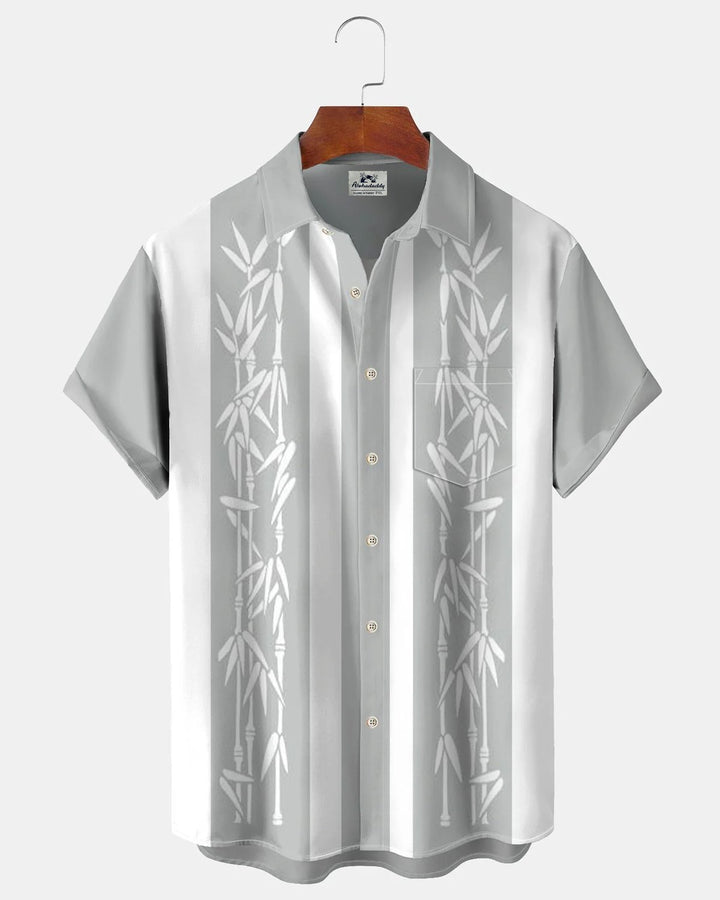 AlohaDaddy Pocket Vintage Bowling Plant Bamboo Print Beach Men&