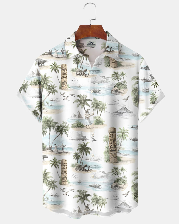 Alohadaddy® Beach Hawaii Coconut Tree Tiki Holagirl Vacation Shirt