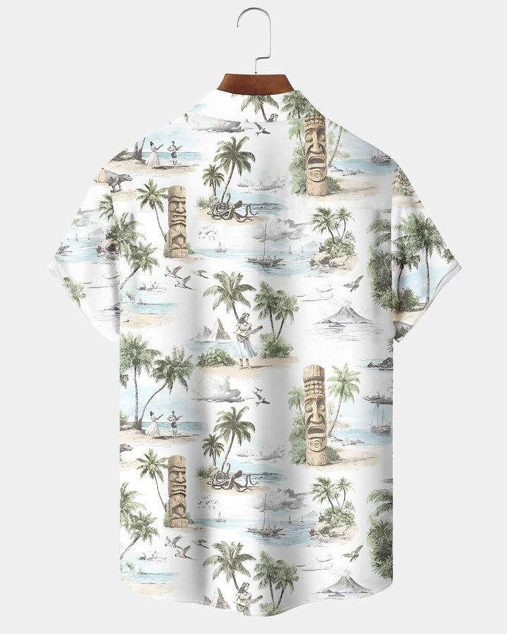 Alohadaddy® Beach Hawaii Coconut Tree Tiki Holagirl Vacation Shirt