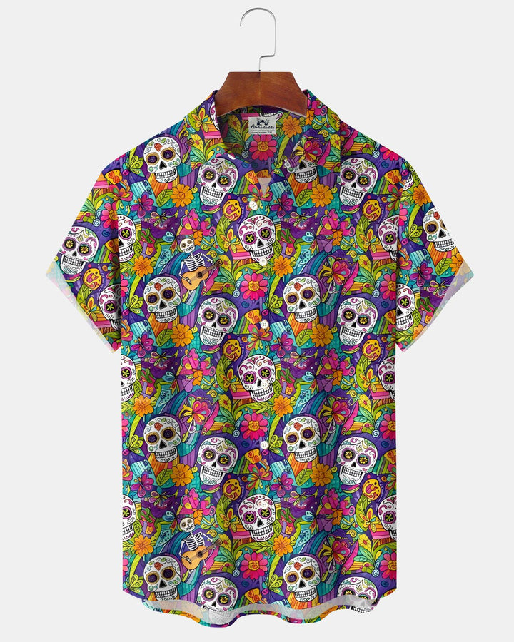 Alohadaddy® Holiday Retro Skull Abstract Gradient Texture Shirt
