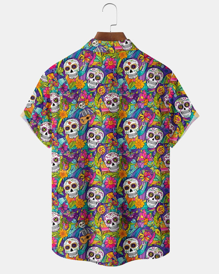 Alohadaddy® Holiday Retro Skull Abstract Gradient Texture Shirt