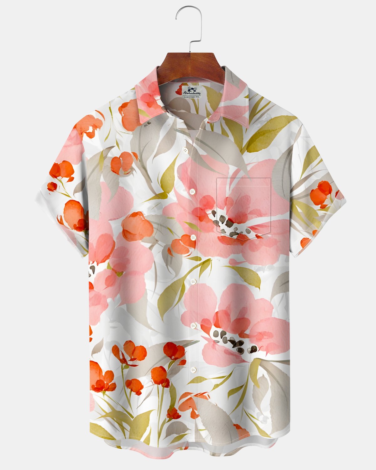 Alohadaddy® Tropical Floral Hawaiian Vacation Leaf Short-Sleeve Shirt