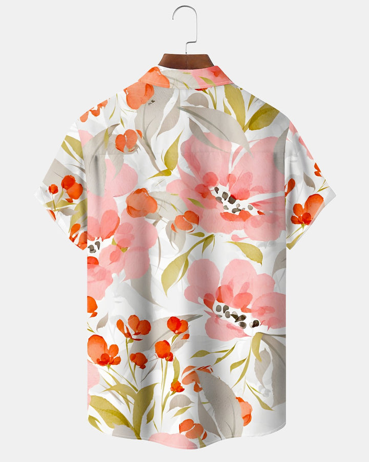 Alohadaddy® Tropical Floral Hawaiian Vacation Leaf Short-Sleeve Shirt