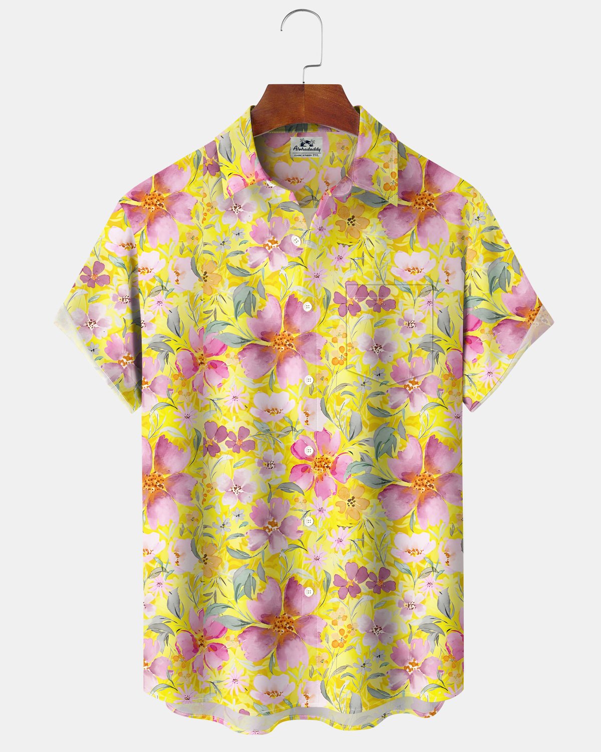Alohadaddy® Hawaiian Tropical Floral Vacation Leaf Aloha Short-Sleeve Shirt