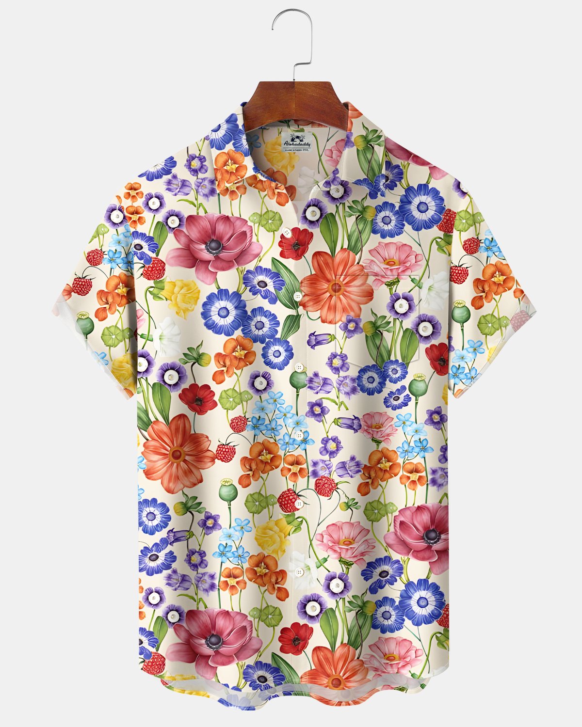 Alohadaddy® Hawaiian Aloha Vintage Floral Short-Sleeve Shirt