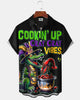 Alohadaddy® Carnival Holiday Cartoon Crocodile Barbecue Lobster Vintage Shirt