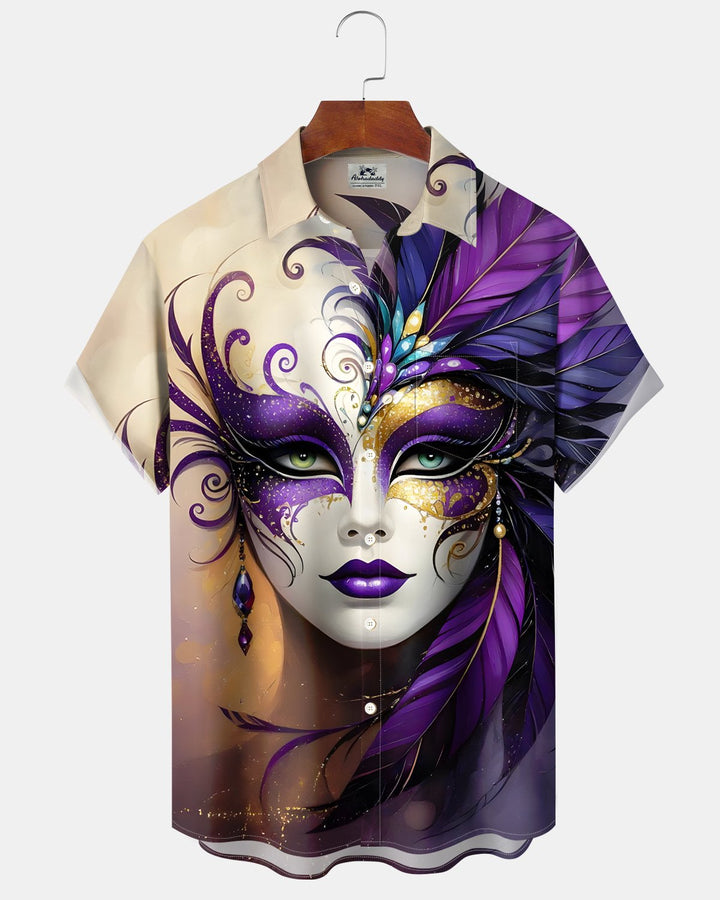 Alohadaddy® Carnival Holiday Opera Mask Party Hawaiian Shirt