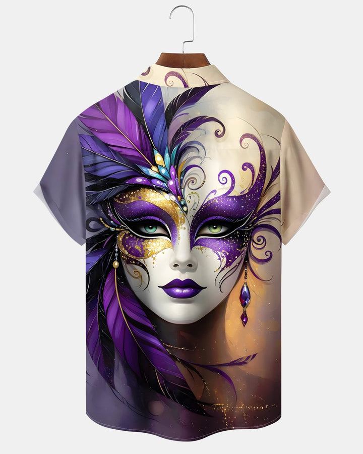 Alohadaddy® Carnival Holiday Opera Mask Party Hawaiian Shirt