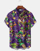 Alohadaddy® Carnival Mask Retro Clown Music Party Short-Sleeved Men's Shirt