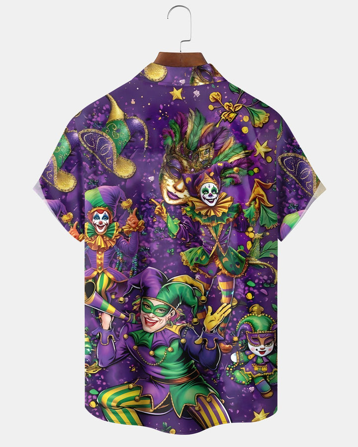 Alohadaddy® Carnival Mask Retro Clown Music Party Short-Sleeved Men&