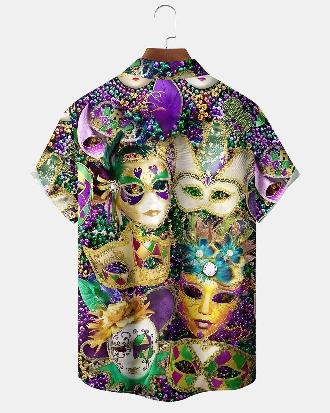 Alohadaddy® Carnival Mask Retro Beaded Chain Short-Sleeved Men&