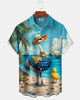 Alohadaddy® Beach Retro Hawaiian Sailboat Ostrich Duck Vacation Shirt
