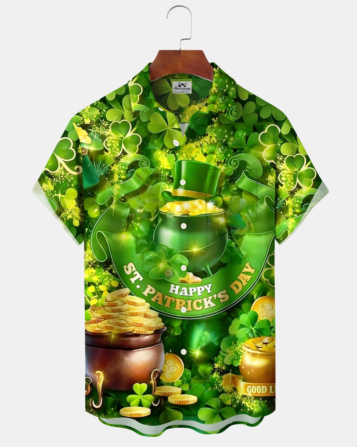 Alohadaddy® Retro St. Patrick's Day Four-Leaf Clover Gold Coin Happy Holiday Shirt
