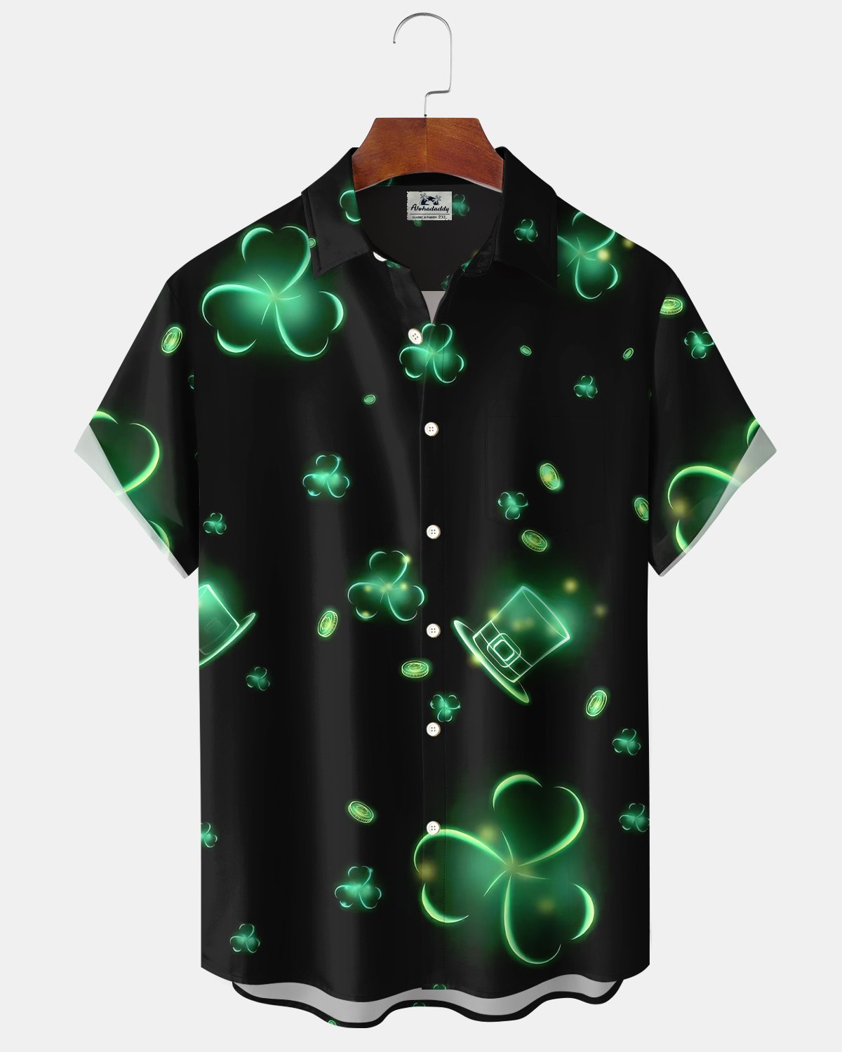 Alohadaddy® St. Patrick's Day Four-Leaf Clover Gradient Neon Shirt