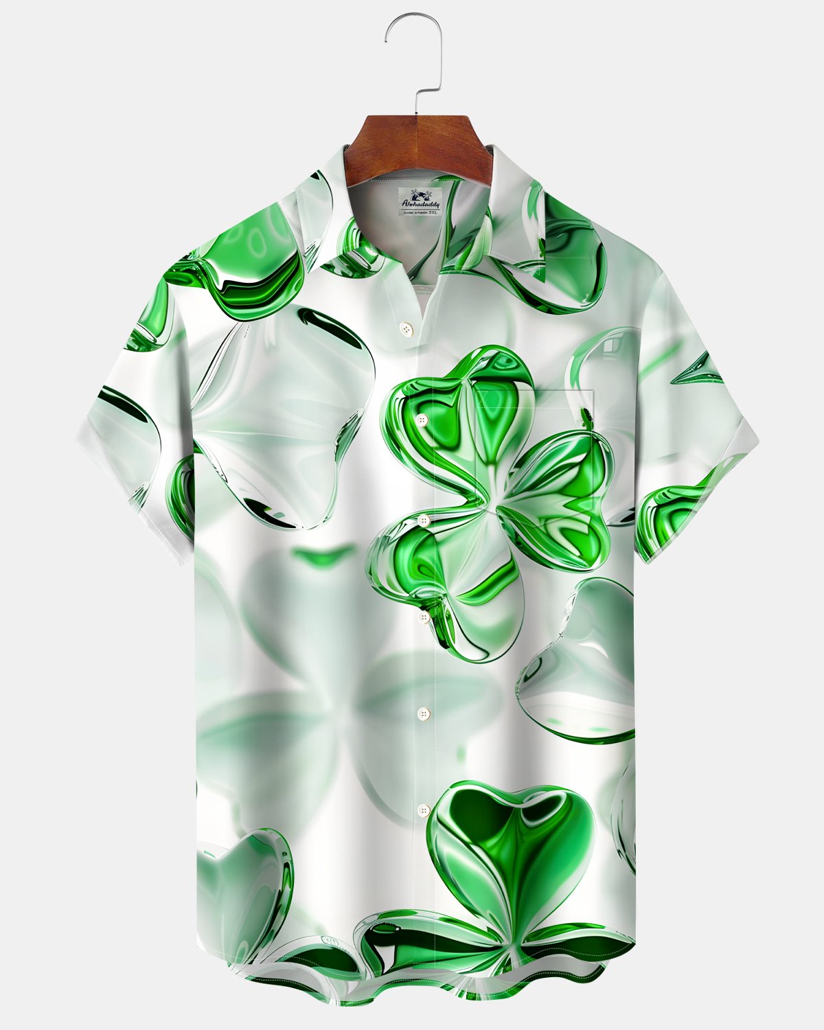 Alohadaddy® St. Patrick's Day Four-Leaf Clover Gradient 3D Retro Shirt