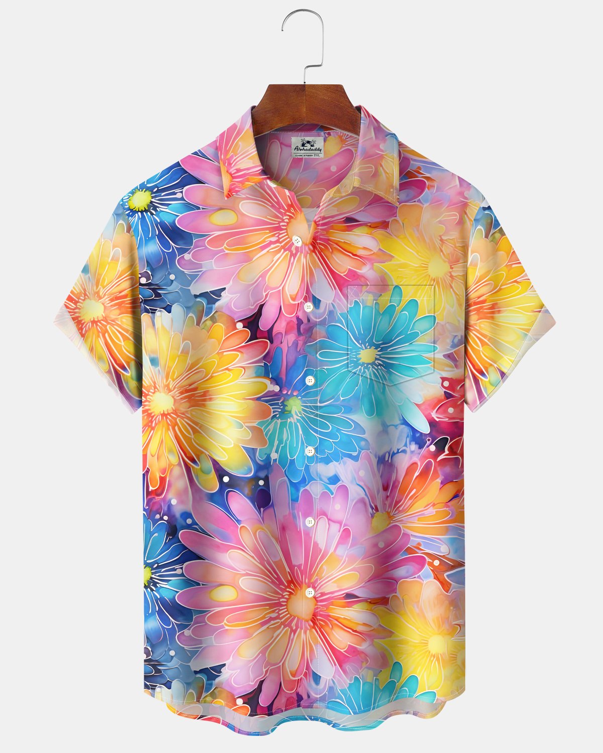 Alohadaddy® Hawaiian Tropical Floral Gradient Watercolor Hibiscus Shirt