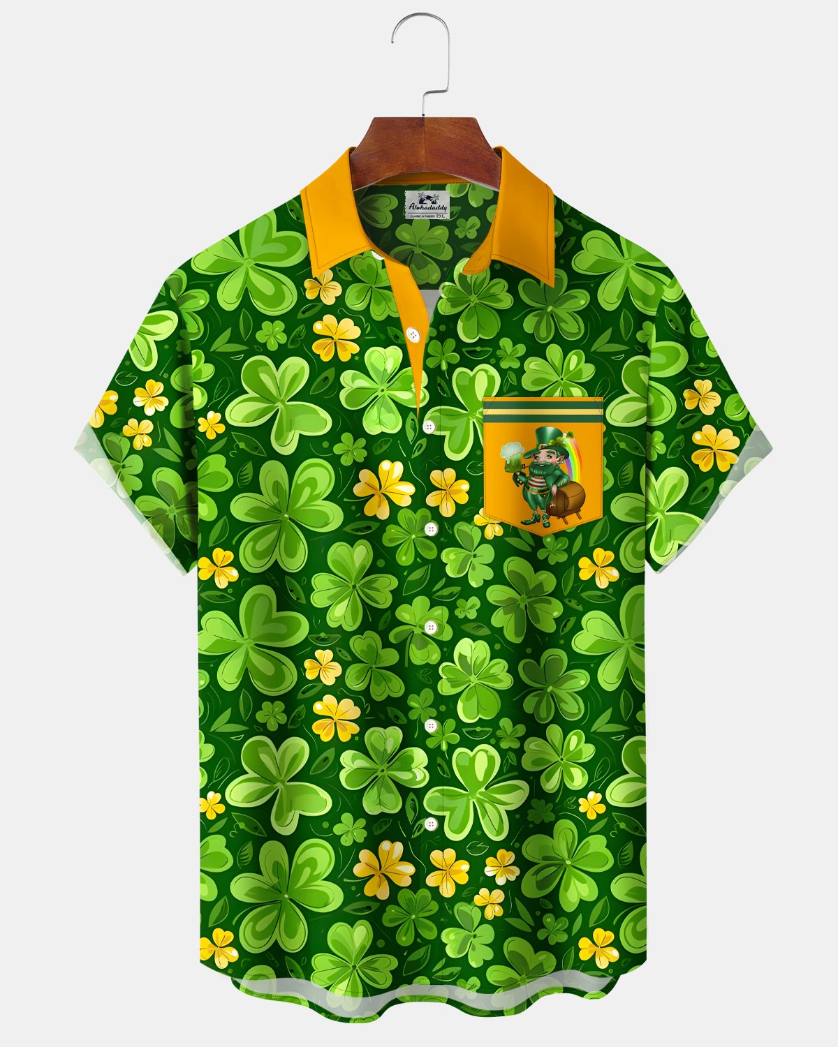 Alohadaddy® St. Patrick's Day Clover Patchwork Elf Hawaiian Shirt