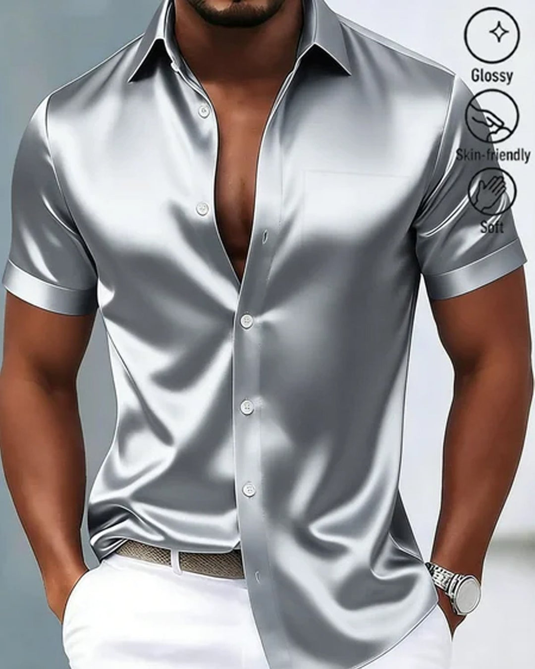 Alohadaddy®  Retro Satin Glossy Printed Men&