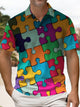 Alohadaddy® Retro Geometric Puzzle Polo Shirt