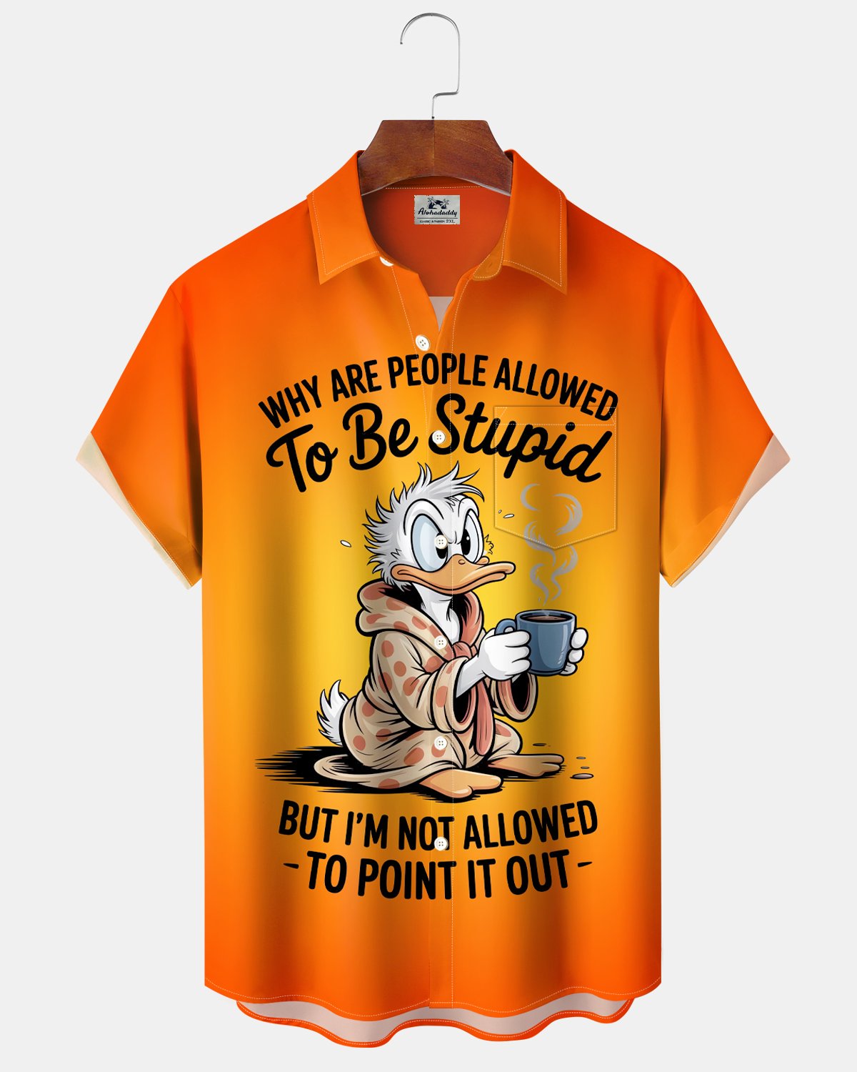 Alohadaddy® Hawaiian Cartoon Duck Gradient Retro Shirt