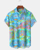 Alohadaddy® Hawaiian Coconut Tree and Floral Print Retro Shirt
