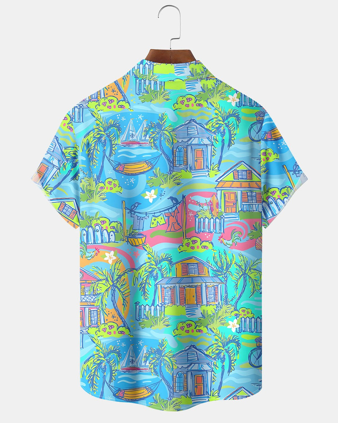 Alohadaddy® Hawaiian Coconut Tree and Floral Print Retro Shirt