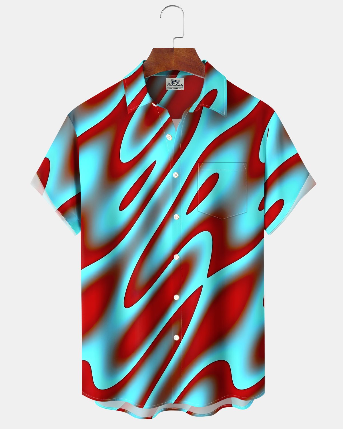 Alohadaddy® Retro Abstract Gradient Print Short-Sleeved Button-Down Shirt