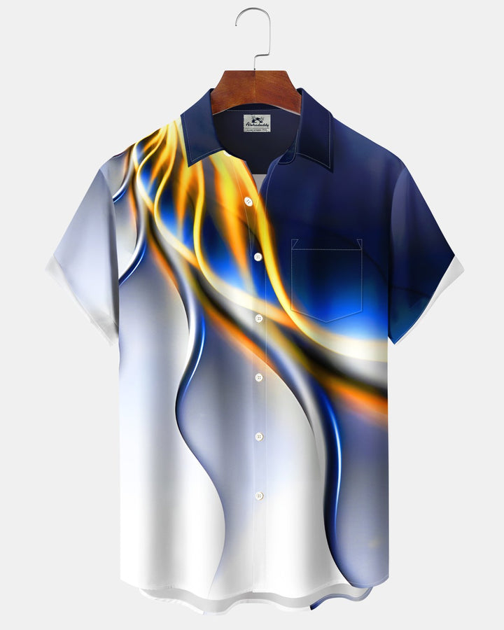 Alohadaddy® Retro Abstract Gradient Print Button-Down Shirt