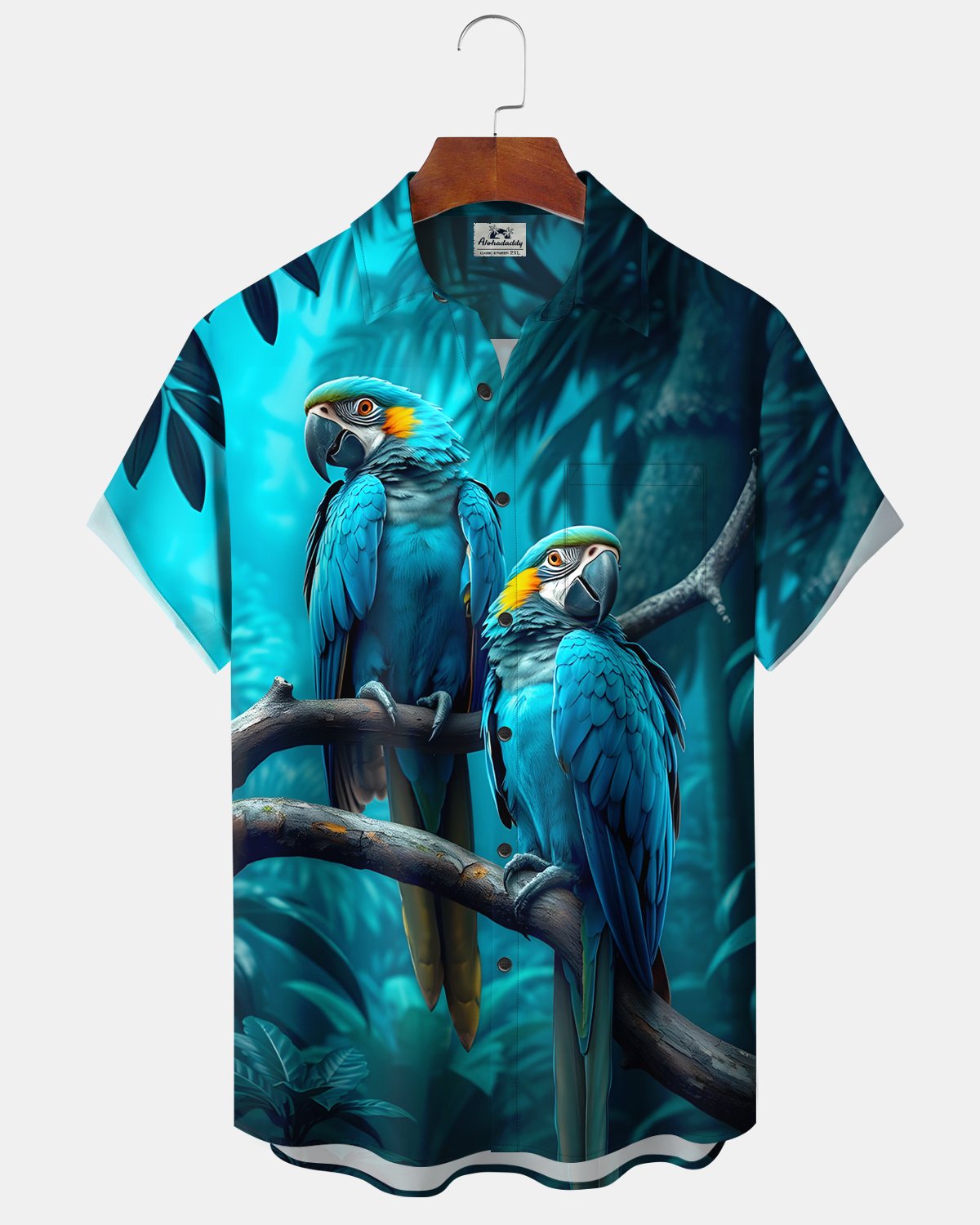 Alohadaddy® Parrot Forest Hawaiian Tropical Button-Down Shirt